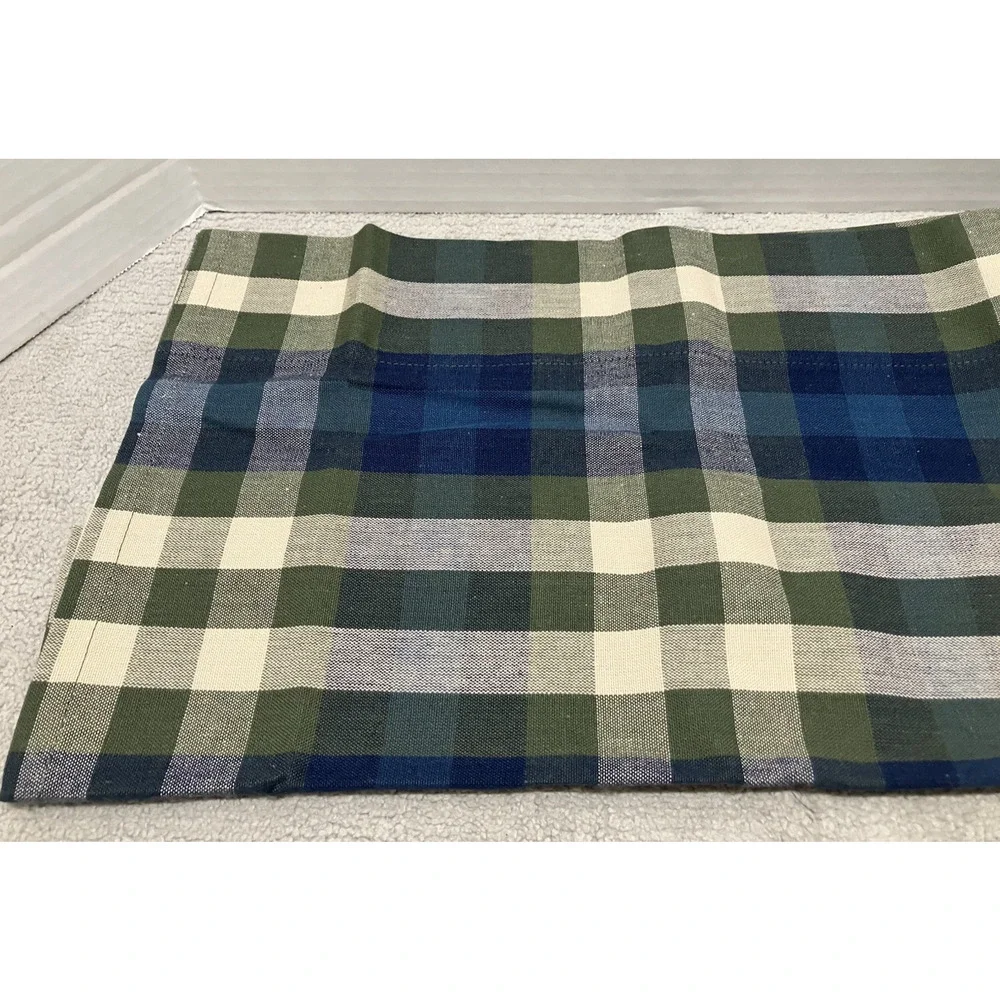 JCPenney Home Valance Bradley Stripe Plaid Valance Woven Cotton Blue Olive Green